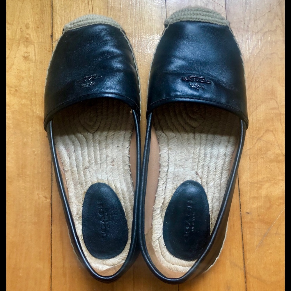 Coach Black Rhodelle Espadrille Skimmer Flats